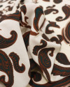 Tecido Crepe Koshibo Ramos em Cashmere Verde Esmeralda, Marrom e Creme
