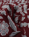 Tecido Crepe Koshibo Floral Étnico Cinza e Marsala