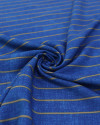 Tecido Viscose Listrado Dourado e Tons de Azul