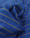 Tecido Viscose Listrado Dourado e Tons de Azul