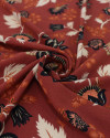 Tecido Crepe Koshibo Floral Vintage Preto, Bege e Terracota