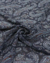 Tecido Crepe Chiffon Estampa Paisley Azul Ardósia