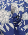 Tecido Viscose Texturizada Flor de Lótus Cinza e Azul Marinho