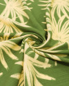 Tecido Viscose Texturizada Macro Folhagens Amarelo e Verde Oliva