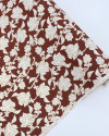 Tecido Crepe Koshibo Ramos e Flores Creme e Marrom