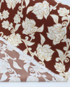 Tecido Crepe Koshibo Ramos e Flores Creme e Marrom