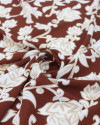 Tecido Crepe Koshibo Ramos e Flores Creme e Marrom