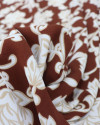 Tecido Crepe Koshibo Ramos e Flores Creme e Marrom