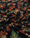 Tecido Crepe Koshibo Floral Vintage Laranja e Preto