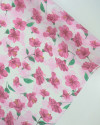 Tecido Viscose Flores de Hibisco Tons de Rosa