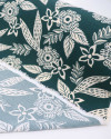 Tecido Crepe Koshibo Pintura Floral Pontilhada Creme e Verde Esmeralda