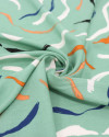 Tecido Viscose Texturizada Macro Riscos Coloridos e Verde Jade