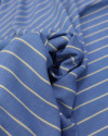 Tecido Viscose Listrado Creme e Azul Indigo