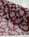 Tecido Crepe Koshibo Floral Étnico Cinza e Marsala