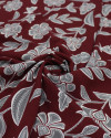 Tecido Crepe Koshibo Floral Étnico Cinza e Marsala
