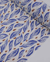 Tecido Crepe Koshibo Macro Folhas Marrom, Azul e Offwhite
