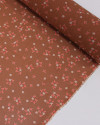 Tecido Crepe Chiffon Grosso Micro Flores Branco, Coral e Marrom Claro