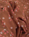 Tecido Crepe Chiffon Grosso Micro Flores Branco, Coral e Marrom Claro