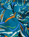 Tecido Viscose Riscos Coloridos e Verde Água