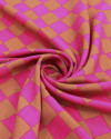 Tecido Viscose Micro Xadrez Rosa Pink e Argila