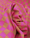 Tecido Viscose Micro Xadrez Rosa Pink e Argila