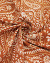 Tecido Viscose Premium Paisley Floral Tons de Marrom