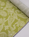 Tecido Viscose Premium Macro Paisley Estampado Offwhite e Verde Abacate