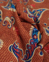 Tecido Viscose Premium Paisley Floral Vermelho, Azul e Tons Terrosos