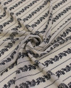 Tecido Crepe Chiffon Grosso Micro Flores em Listras Preto e Creme