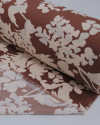 Tecido Crepe Sarjado Ramos Abstratos Pêssego e Castanho