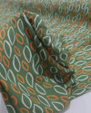 Tecido Viscose Folhas em Rascunho Branco, Laranja e Verde