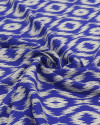 Tecido Viscose Texturizada Estampa Étnica Offwhite e Azul