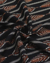 Tecido Viscose Texturizada Listrado Étnico Laranja e Preto