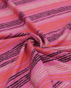 Tecido Viscose Texturizada Listras Coloridas e Rosa
