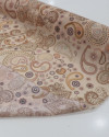 Tecido Crepe Chiffon Texturizado Italiano Paisley e Arabescos Tons de Nude