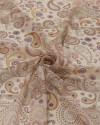 Tecido Crepe Chiffon Texturizado Italiano Paisley e Arabescos Tons de Nude