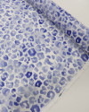 Tecido Cambraia de Algodão Italiano Animal Print Azul Jeans e Branco