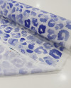 Tecido Cambraia de Algodão Italiano Animal Print Azul Jeans e Branco