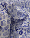 Tecido Cambraia de Algodão Italiano Animal Print Azul Jeans e Branco