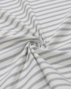 Tecido Crepe de Alfaiataria Italiano Listrado Estonado Offwhite e Cinza (COM DETALHES)