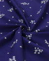 Tecido Crepe de Alfaiataria Italiano Micro Flores Branco e Azul Marinho