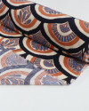 Tecido Viscose Texturizada Arcos Estampados Azul, Argila e Bege