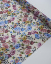Tecido Crepe Chiffon Toque de Seda Italiano Multi Floral Colorido e Pêssego