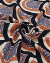 Tecido Viscose Texturizada Arcos Estampados Azul, Argila e Bege