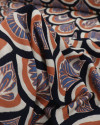 Tecido Viscose Texturizada Arcos Estampados Azul, Argila e Bege