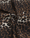 Tecido Crepe de Alfaiataria com Elastano Italiano Animal Print em Listras Preto, Marrom e Bege