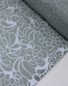 Tecido Tactel Fino Pétalas Abstratas Branco e Verde Acinzenado