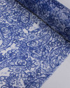 Tecido Crepe Chiffon Estampa Paisley e Flores Azul e Branco