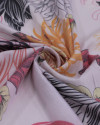 Tecido Crepe de Seda Mista Macro Floral Colorido e Branco