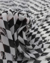 Tecido Crepe Chiffon Losangos e Arabesco P/B